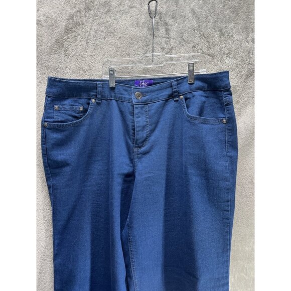 Just My Size by Hanes Jeans Womens 18W Blue Classic Fit Stretch Plus Rhinestones - Picture 2 of 9